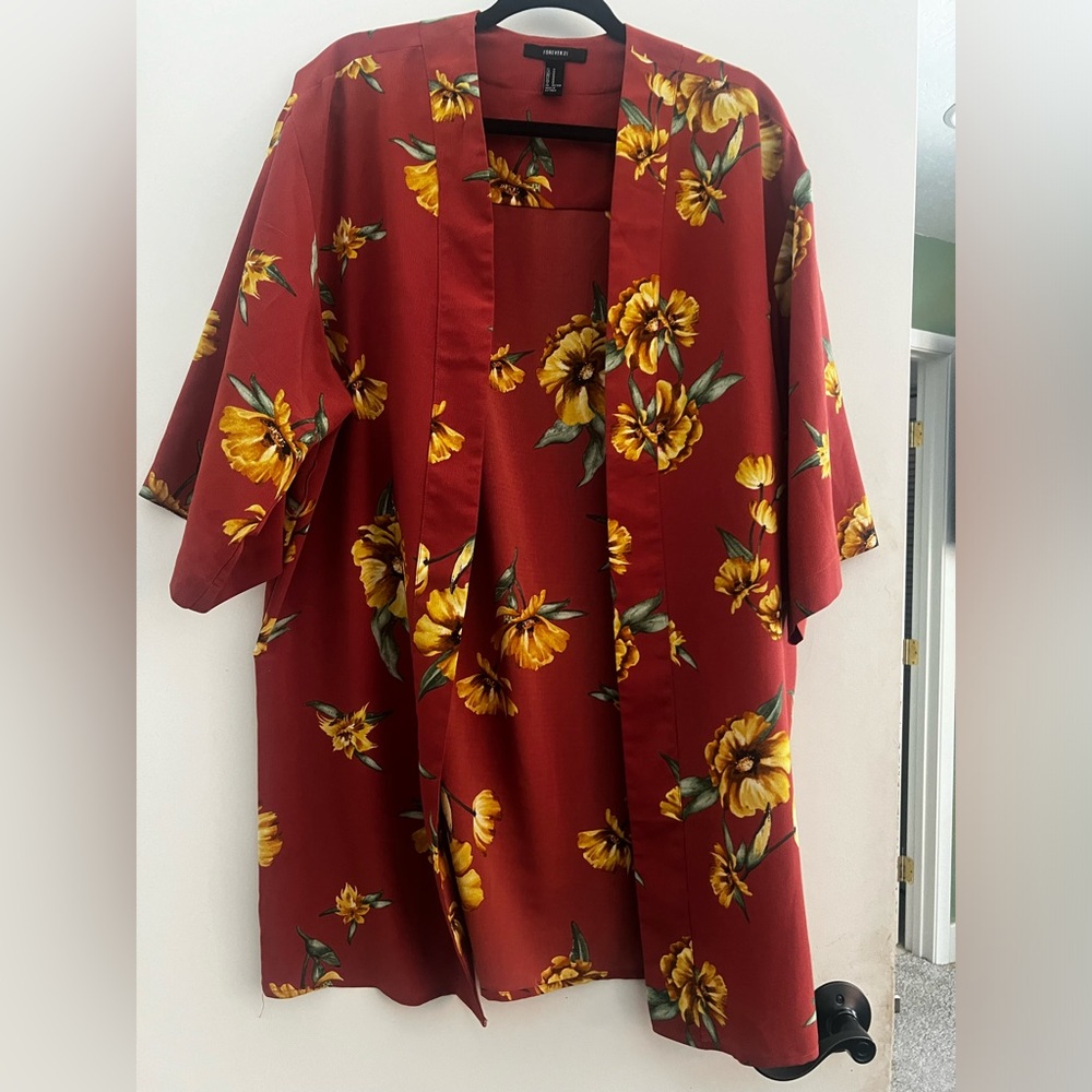 Forever 21 Casual Red and Yellow kimono